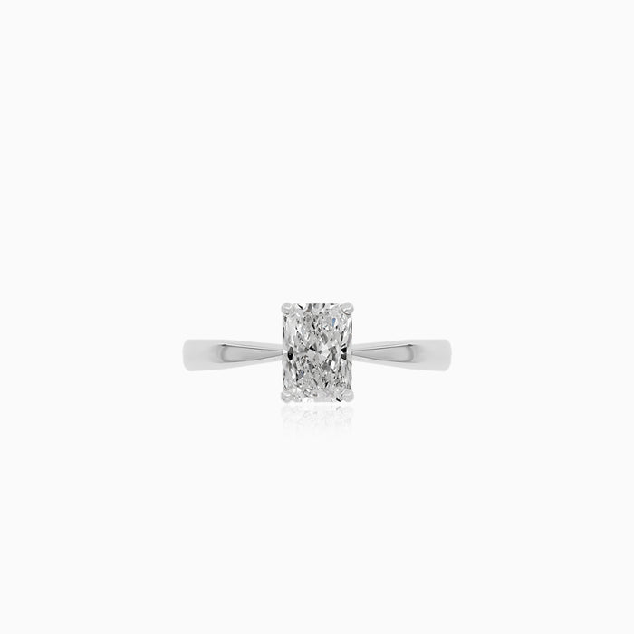 Radiant cut diamond solitaire ring