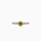 Zásnubní prsten se žlutým diamantem a postranními diamanty