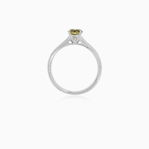 Zásnubní prsten se žlutým diamantem a postranními diamanty