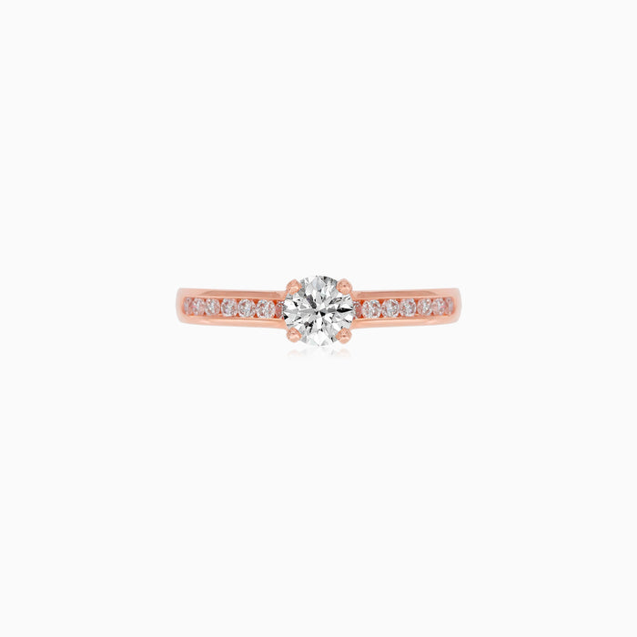 Elegantní solitérní prsten Luster z růžového zlata s diamanty