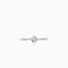 Zásnubní Prsten S Kulatým Diamantem Ve 14kt Bílém Zlatě