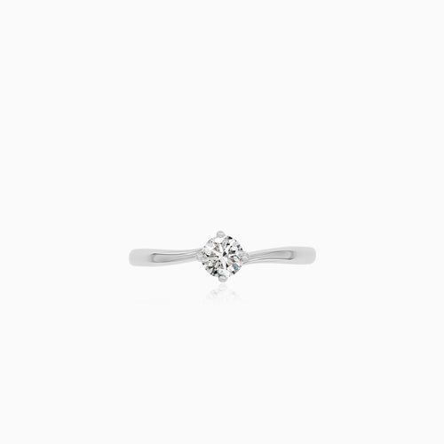 Zásnubní Prsten S Kulatým Diamantem Ve 14kt Bílém Zlatě