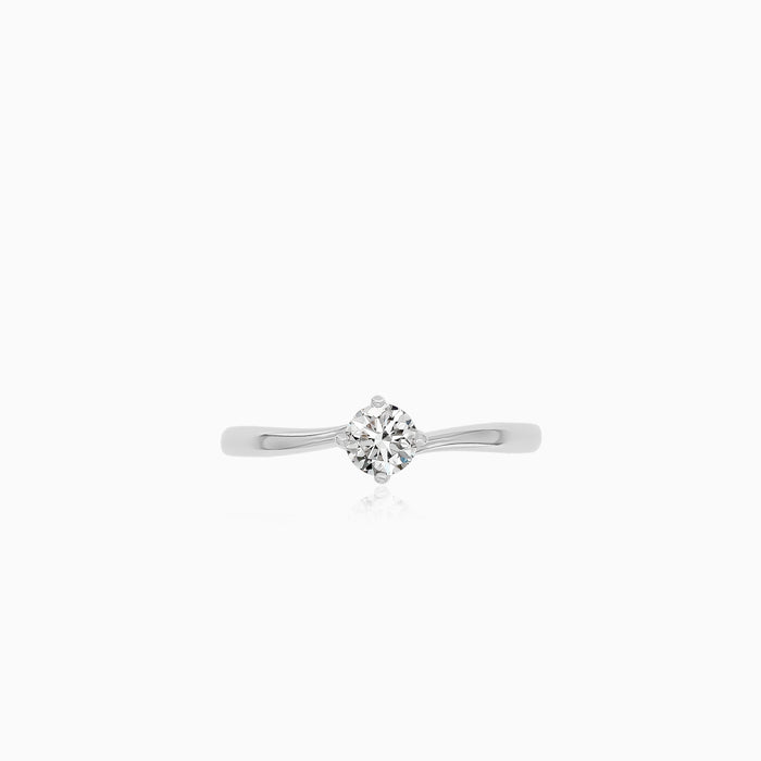 Round Cut Diamond Engagement Ring In 14kt White Gold