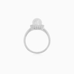 White Gold Freshwater Pearl Halo Ring