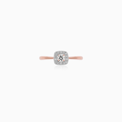 Rose Gold Round Diamond Halo Ring