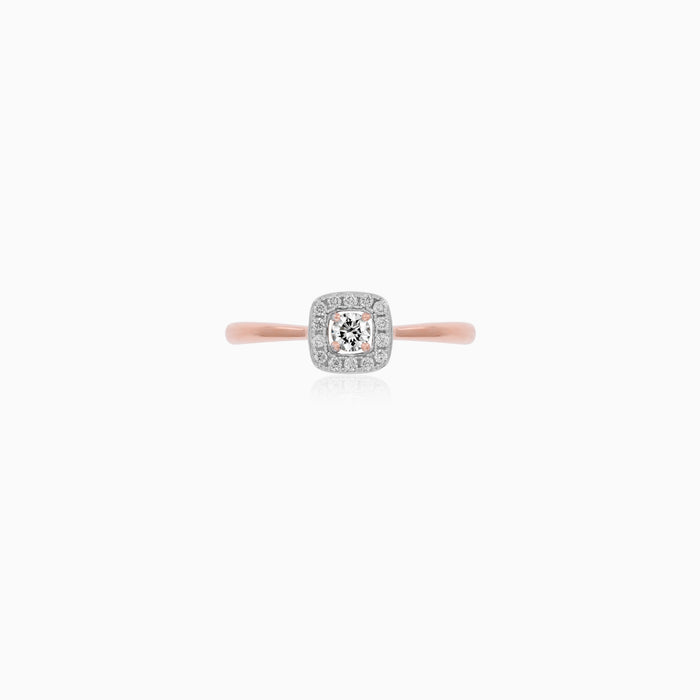 Rose Gold Round Diamond Halo Ring