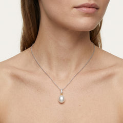Yellow Gold Freshwater Pearl and Diamond Pendant