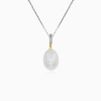 Yellow Gold Freshwater Pearl and Diamond Pendant