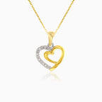 Yellow gold diamond double heart pendant