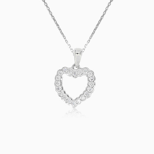 White gold diamond heart pendant