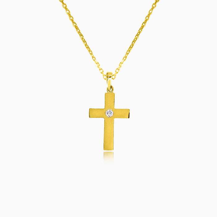 Žluté zlato přívěsek kříž s diamanty