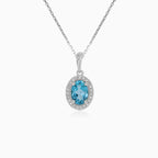 White Gold Blue Topaz and Diamond Pendant