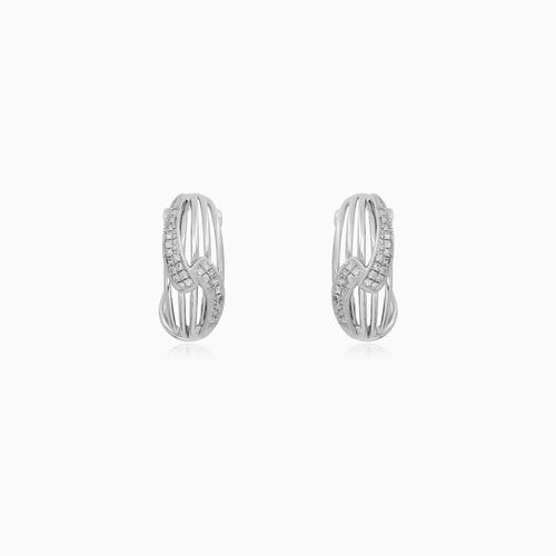 Refined White Gold Diamond Hoop Earrings