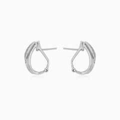 Refined White Gold Diamond Hoop Earrings