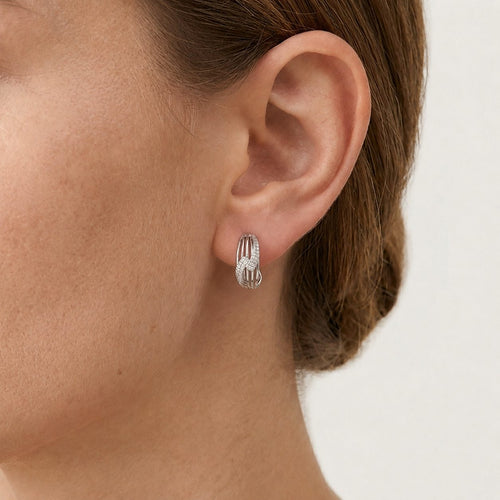 Refined White Gold Diamond Hoop Earrings