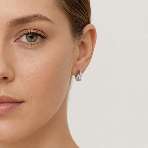 Refined White Gold Diamond Hoop Earrings