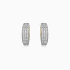 Elegantní náušnice z dvoubarevného zlata s pavé diamanty