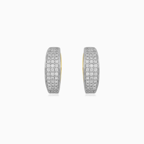 Elegantní náušnice z dvoubarevného zlata s pavé diamanty