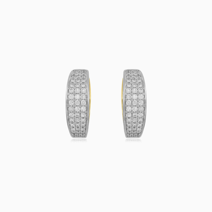Elegantní náušnice z dvoubarevného zlata s pavé diamanty