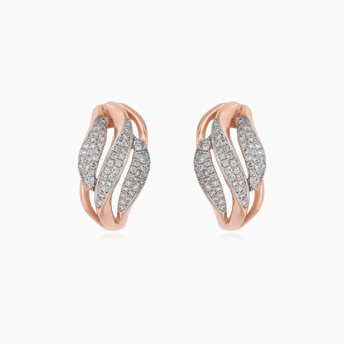 Náušnice z růžového zlata s pavé diamanty