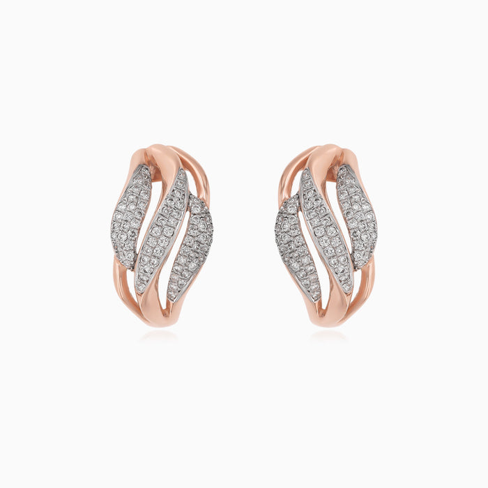 Náušnice z růžového zlata s pavé diamanty