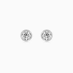 Modern White Gold Diamond Bezel Studs