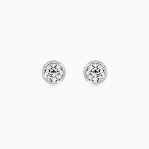 Modern White Gold Diamond Bezel Studs