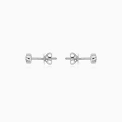 Modern White Gold Diamond Bezel Studs
