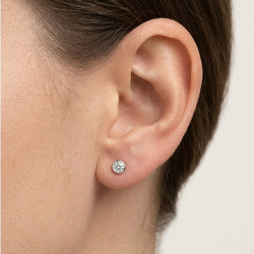 Modern White Gold Diamond Bezel Studs