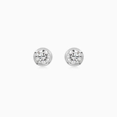White Gold Bezel Diamond Stud Earrings