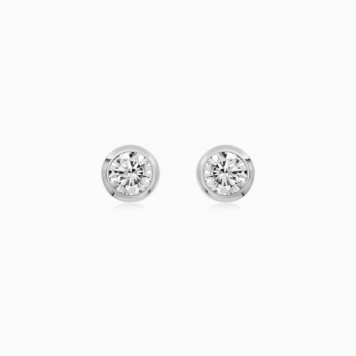 White Gold Bezel Diamond Stud Earrings