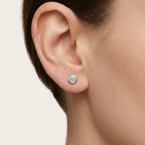 White Gold Bezel Diamond Stud Earrings