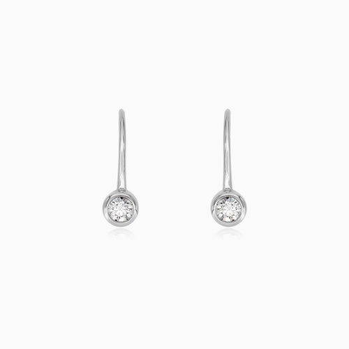 Bezel White Gold Diamond Earrings