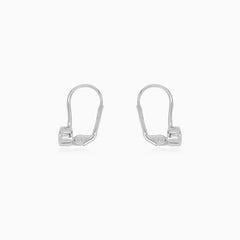 Bezel White Gold Diamond Earrings
