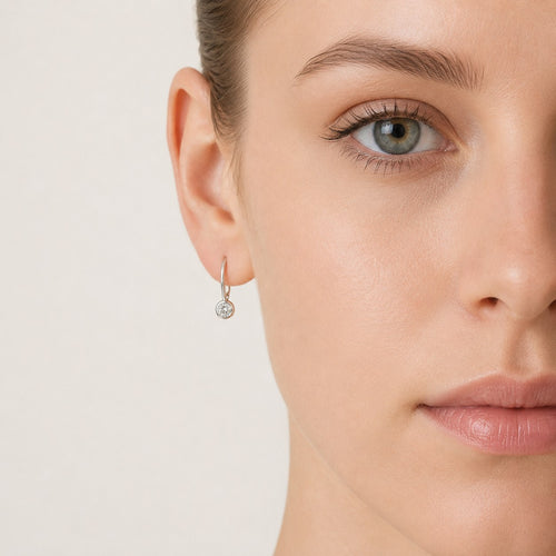 Bezel White Gold Diamond Earrings
