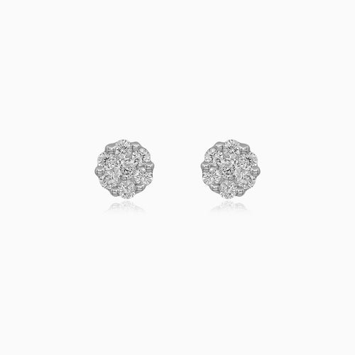 Yellow Gold Diamond Cluster Stud Earrings