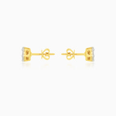 Yellow Gold Diamond Cluster Stud Earrings