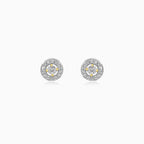 Yellow Gold Diamond Halo Stud Earrings