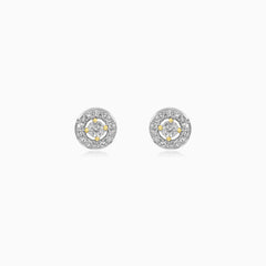 Yellow Gold Diamond Halo Stud Earrings