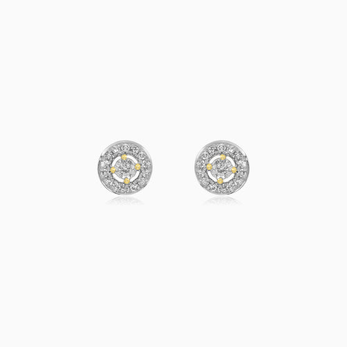 Yellow Gold Diamond Halo Stud Earrings