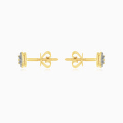 Yellow Gold Diamond Halo Stud Earrings