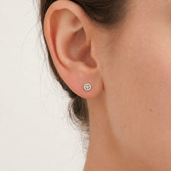 Yellow Gold Diamond Halo Stud Earrings