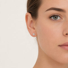 Yellow Gold Diamond Halo Stud Earrings