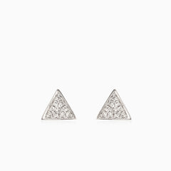 Yellow gold triangle diamond stud earrings
