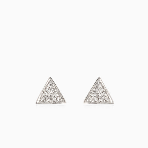 Yellow gold triangle diamond stud earrings