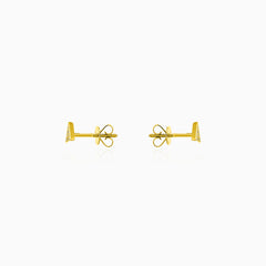 Yellow gold triangle diamond stud earrings