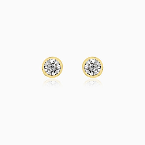 Yellow Gold Bezel Diamond Stud Earrings