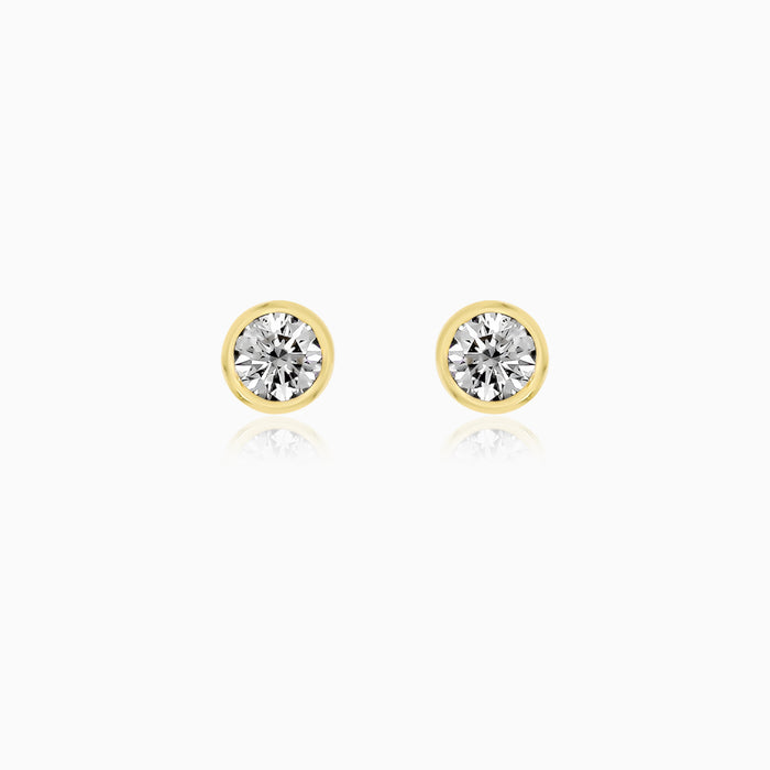 Yellow Gold Bezel Diamond Stud Earrings