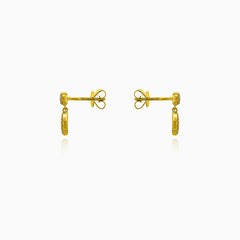 Yellow gold shimmer diamond dangling earrings