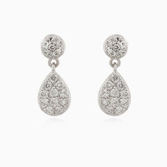 Yellow gold shimmer diamond dangling earrings